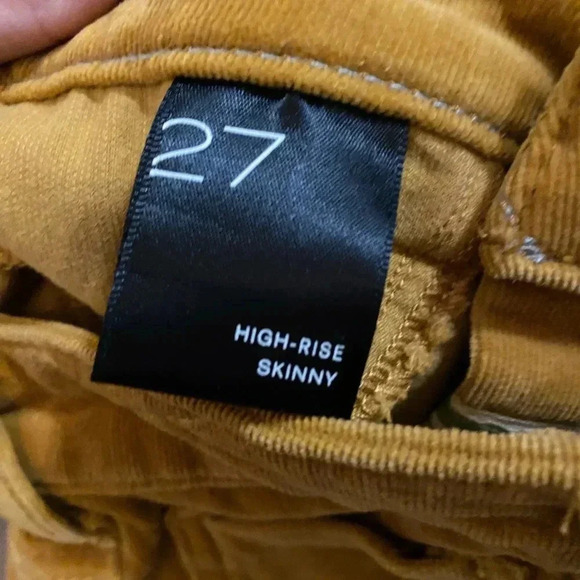 Anthropologie pilcro skinny high rise button fly yellow corduroy pants size 27 - Picture 5 of 10